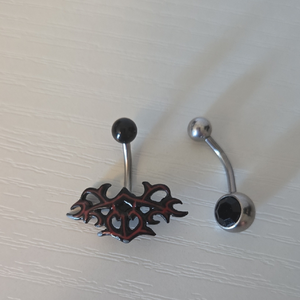 Black and Silver Belly Button Ring Set